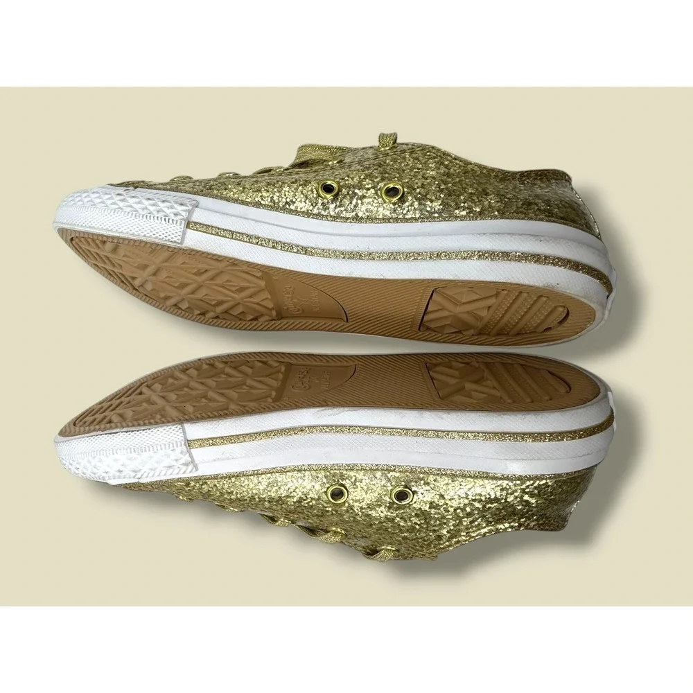 Converse Chuck Taylor All Star Gold Glitter Low Top Youth Sneakers 364687C Sz 3